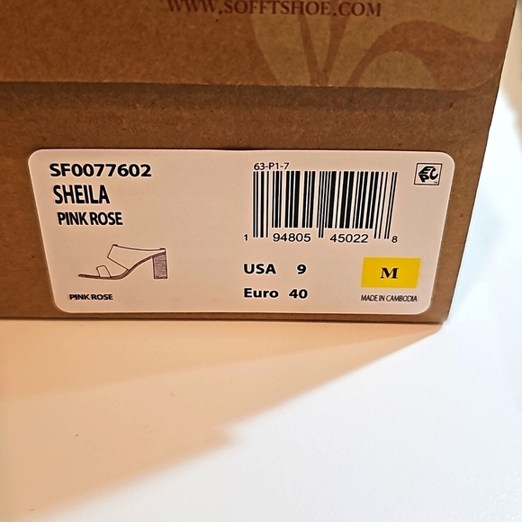 NWT Sofft Sheila Sandal 3 1/4" blocked heel, angled square toe. Pink Rose  9M - Picture 8 of 8